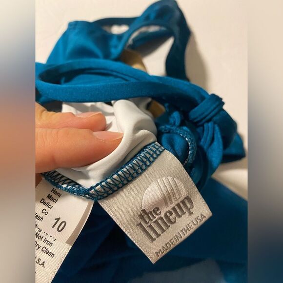 The Line up solo dance costume ALYSHA BIKETARD teal mallard green rhinestone 10 - Picture 7 of 12